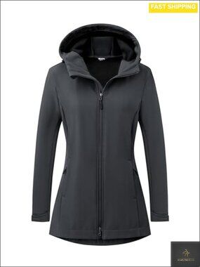 Womens Softshell Jacket Hooded Fleece Lined Waterproof Rain Jacket